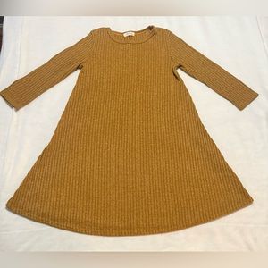 Gold Round Neck A line Sweater Dress